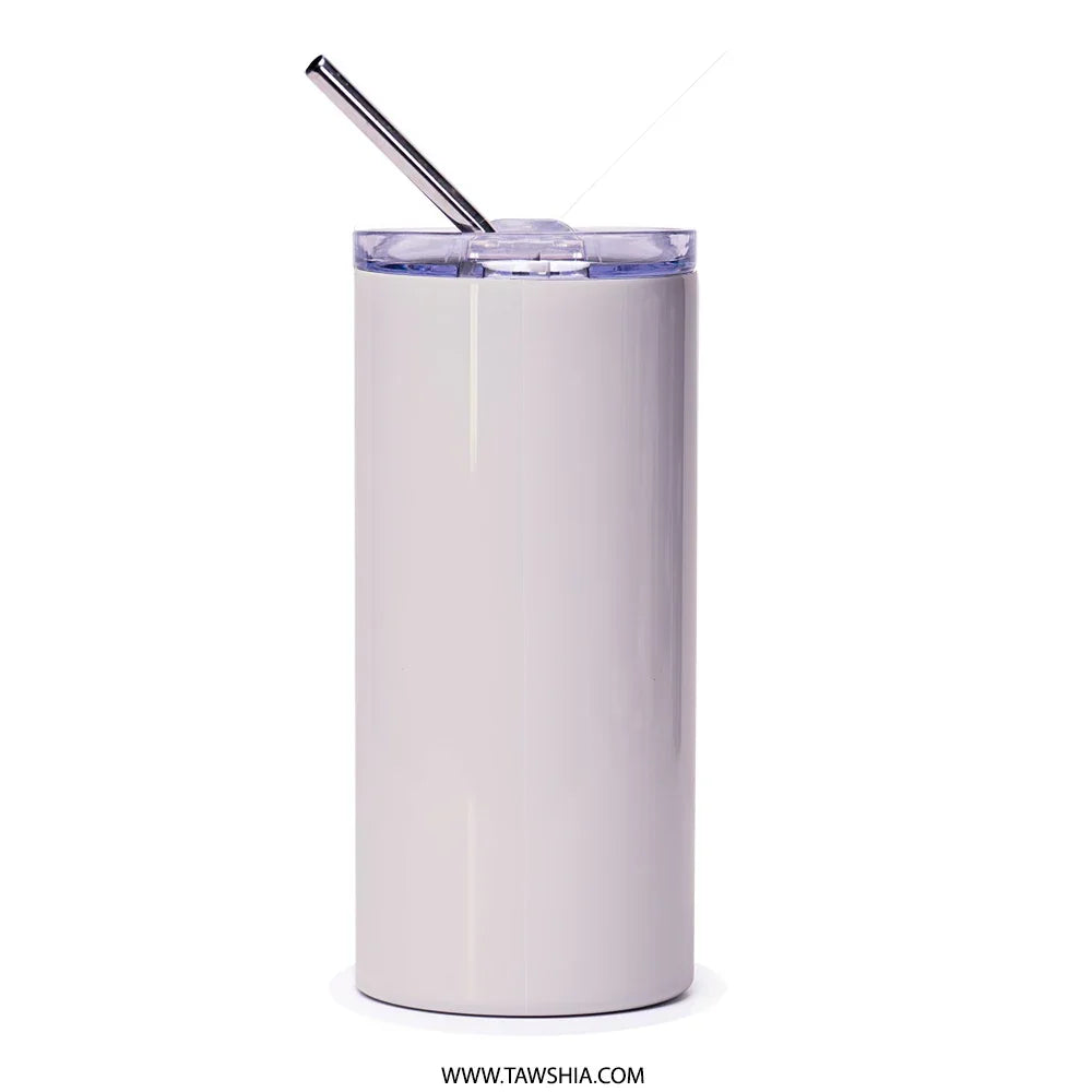 Sleek White Tumbler with Straw Insulated Drinkware product