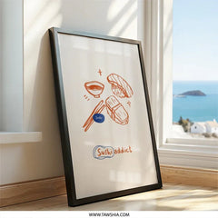 Sushi Lover Wall Art, Sushi Addict Print, Foodie Decor, Japanese Cuisine Art, Minimalist Kitchen Art, Trendy Wall Decor - Tawshia