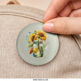 Sunflower Pinback Button, Jar of Sunflowers Button, Floral Pinback Button, Autumn Harvest Pin, Sunflower Lover Gift, Floral Aesthetic - Tawshia