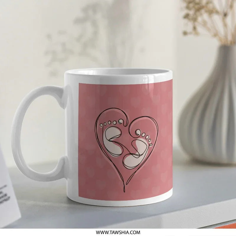 Artistic Baby Footprints Heart Design Mug product