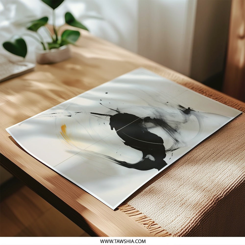 Abstract Ink Photographic Print, Modern Art Print, Minimalist Decor, Black and White Wall Art, Home Decor Art Print - Tawshia