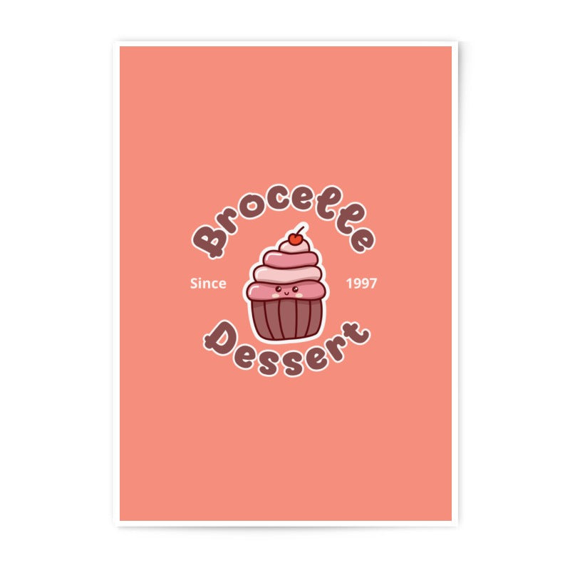 Cute Cupcake Photographic Print, Brocelee Dessert, Kawaii Food Art, Sweet Treat Decor, 1997 Anniversary, Fun Kitchen Prints - Tawshia