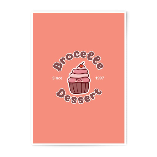 Cute Cupcake Photographic Print, Brocelee Dessert, Kawaii Food Art, Sweet Treat Decor, 1997 Anniversary, Fun Kitchen Prints - Tawshia