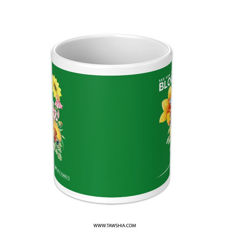 Floral Green Coffee Mug for Everyday Use Product
