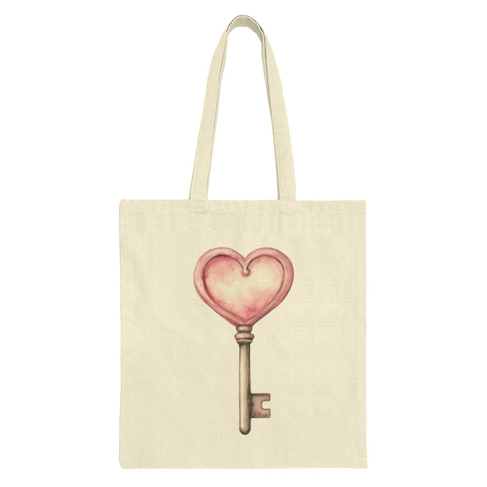 Heart Key Tote Bag, Romantic Gift, Valentine's Day, Cute Bag, Aesthetic Tote, Trendy Bag, Everyday Bag, Unique Tote Bag, Valentine Gift - Tawshia