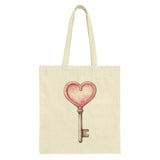 Heart Key Tote Bag, Romantic Gift, Valentine's Day, Cute Bag, Aesthetic Tote, Trendy Bag, Everyday Bag, Unique Tote Bag, Valentine Gift - Tawshia