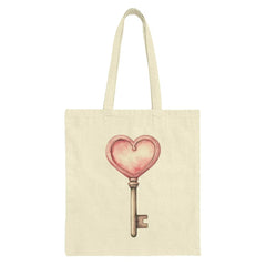 Heart Key Tote Bag, Romantic Gift, Valentine's Day, Cute Bag, Aesthetic Tote, Trendy Bag, Everyday Bag, Unique Tote Bag, Valentine Gift - Tawshia