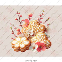 Floral Cookie MousePad, Cute Food Art, Kawaii Desk Decor, Pretty PC Gaming Mat, Office Gift, Unique Computer Accessories, Gamer Gift - Tawshia