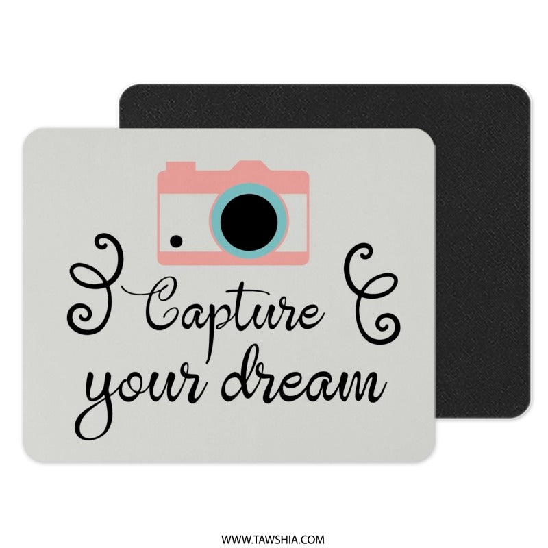 Pink Camera Mouse Pad, Photographer Gift, Capture Your Dream, Photography Lover, Office Desk Decor, Cute Mousepad, Photography Mouse Mat - Tawshia
