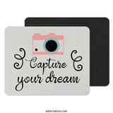 Pink Camera Mouse Pad, Photographer Gift, Capture Your Dream, Photography Lover, Office Desk Decor, Cute Mousepad, Photography Mouse Mat - Tawshia