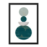 Abstract Circle Wall Art, Modern Geometric Print, Teal and Gold Art, Minimalist Decor, Contemporary Art Print, Home Decor Art - Tawshia