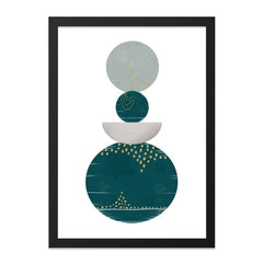 Abstract Circle Wall Art, Modern Geometric Print, Teal and Gold Art, Minimalist Decor, Contemporary Art Print, Home Decor Art - Tawshia