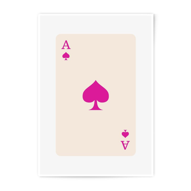 Ace of Spades Art Photographic Print, Minimalist Card Art, Pink Playing Card Poster, Modern Wall Decor, Card Game Gift, Ace Card Artwork - Tawshia