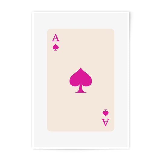 Ace of Spades Art Photographic Print, Minimalist Card Art, Pink Playing Card Poster, Modern Wall Decor, Card Game Gift, Ace Card Artwork - Tawshia