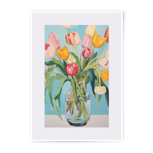 Colorful Tulips Photographic Print, Floral Bouquet Art Print, Modern Still Life Photo, Wall Decor, Botanical Photo Art, Home Decor - Tawshia