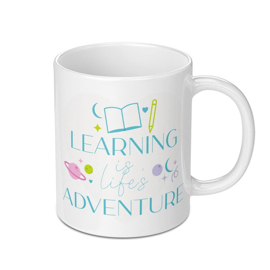 Learning Adventure Mug, Educational Gift, Teacher Appreciation, Book Lover Gift, Inspirational Coffee Cup, Student Gift Idea - Tawshia