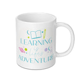 Learning Adventure Mug, Educational Gift, Teacher Appreciation, Book Lover Gift, Inspirational Coffee Cup, Student Gift Idea - Tawshia