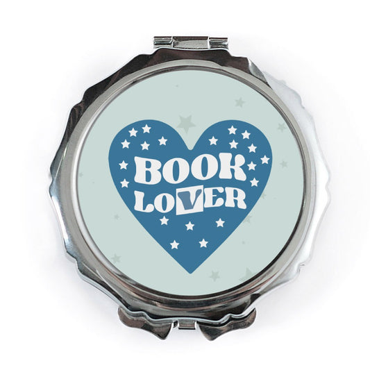Book Lover Mirror, Heart and Stars Design, Cute Mirror, Compact Mirror, Bookworm Gift, Literary Gift, Reader Gift, Gift for Bookish People - Tawshia