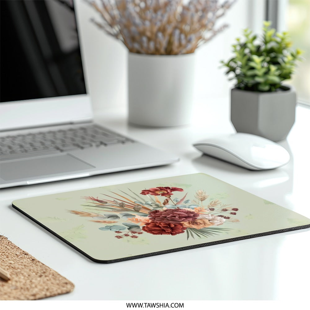 Floral MousePad, Flower Bouquet, Botanical Mouse Pad, Boho Desk Decor, Office Accessories, Computer Mat, Ergonomic Mousepad, Floral Gifts - Tawshia