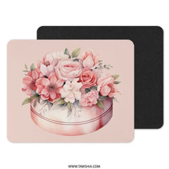 Floral Mouse Pad, Pink Rose Mousepad, Flower Mousepad, Botanical Art, Office Decor, Cute Desk Accessory, Desk Mat, Pastel Pink Gift Idea - Tawshia