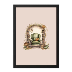 Cozy Reading Nook Wall Art, Autumn Pumpkins Decor, Home Library Print, Whimsical Book Lover Gift, Fall Wall Decor, Literary Wall Hanging - Tawshia