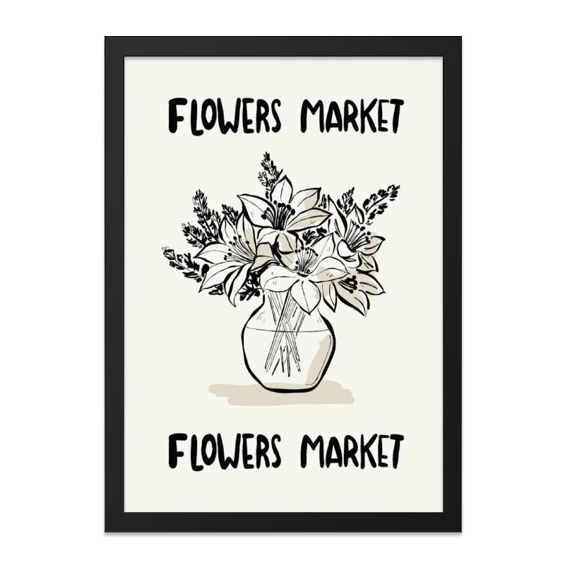 Flowers Market Wall Art, Floral Print, Botanical Illustration, Modern Home Decor, Lily Bouquet in Vase, Trendy Artwork, Gift Idea - Tawshia