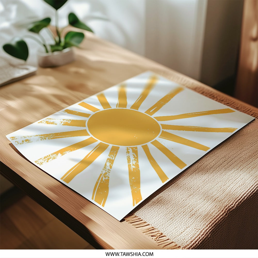 Sunshine Photographic Print, Abstract Sun Art, Boho Wall Decor, Modern Minimalist Print, Celestial Art Print, Sunny Illustration Poster - Tawshia