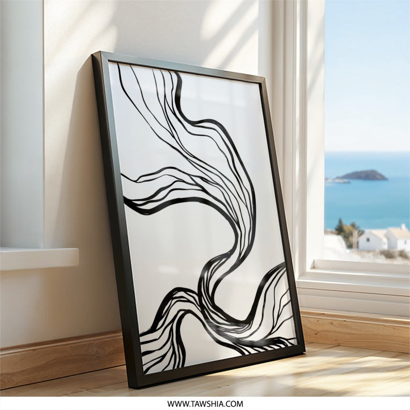 Abstract Line Art Wall Art, Minimalist Print, Black and White Drawing, Modern Home Decor, Contemporary Wall Hanging, Fine Art Prints - Tawshia