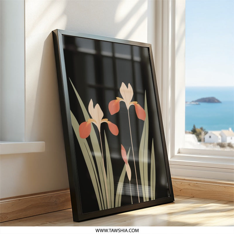Iris Wall Art, Floral Print, Botanical Wall Decor, Flower Wall Art, Modern Home Decor, Elegant Wall Art, Minimalist Wall Decor, Plant Art - Tawshia