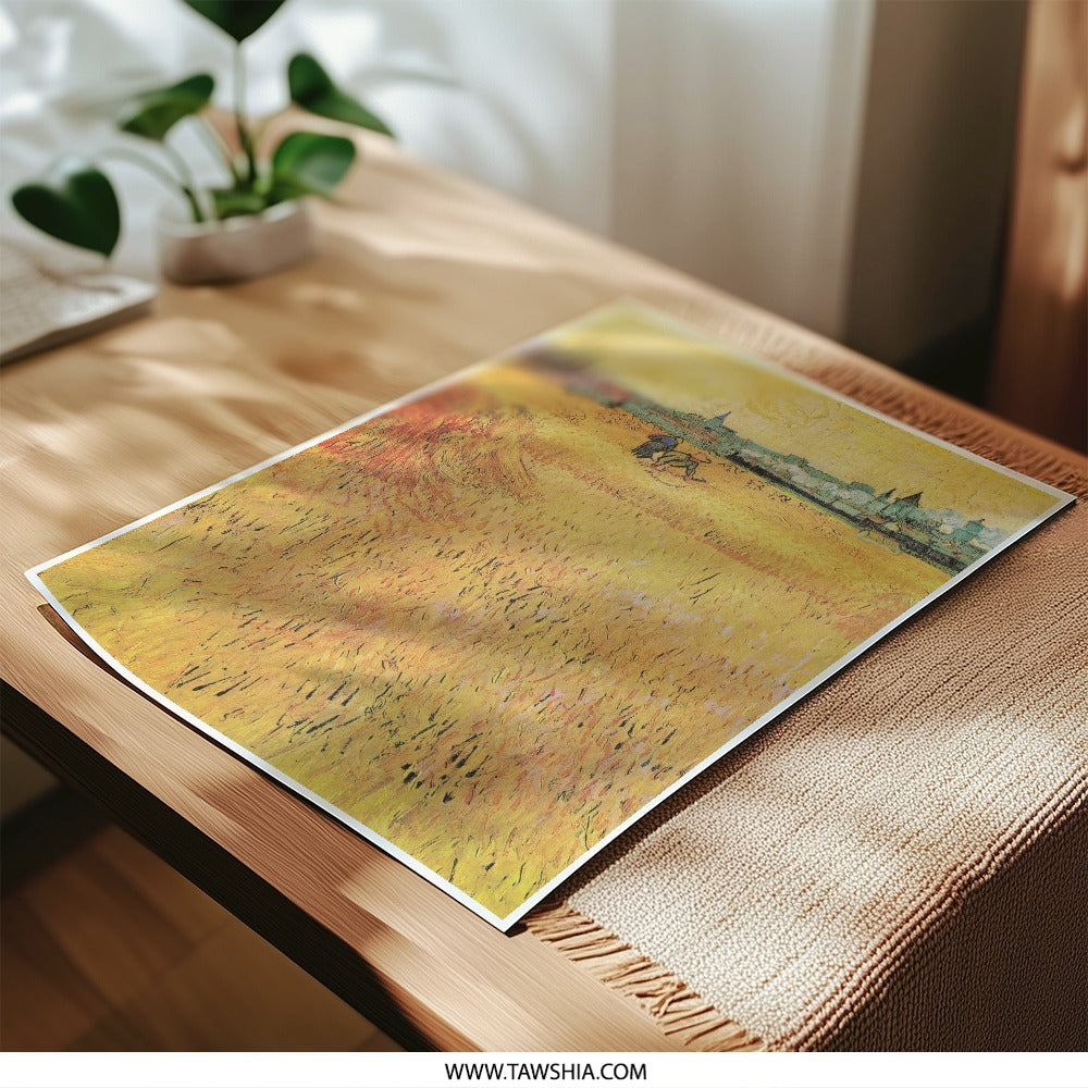 Wheatfield near Auvers Photographic Print, Vincent van Gogh Art, Landscape Fine Art, Famous Painting Reproduction, Wall Decor - Tawshia