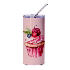 Watercolor Cupcake Tumbler, Dessert Tumbler, Sweet Treat Tumbler, Foodie Gift, Cute Tumbler, Bakery Lover Tumbler, Cherry Tumbler - Tawshia