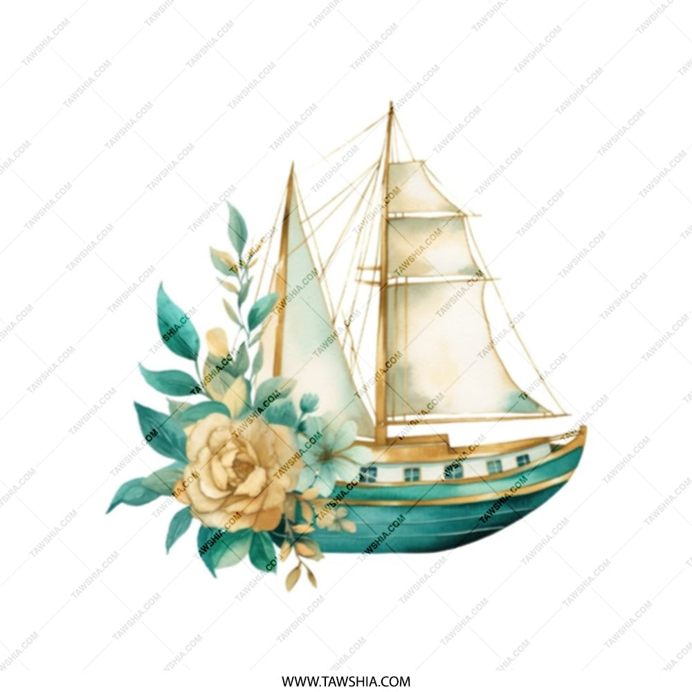 Floral Sailboat Tote Bag, Nautical Theme Bag, Beach Lover Gift, Coastal Decor Tote, Unique Design Bag, Trendy Tote Bags, Gift For Her - Tawshia