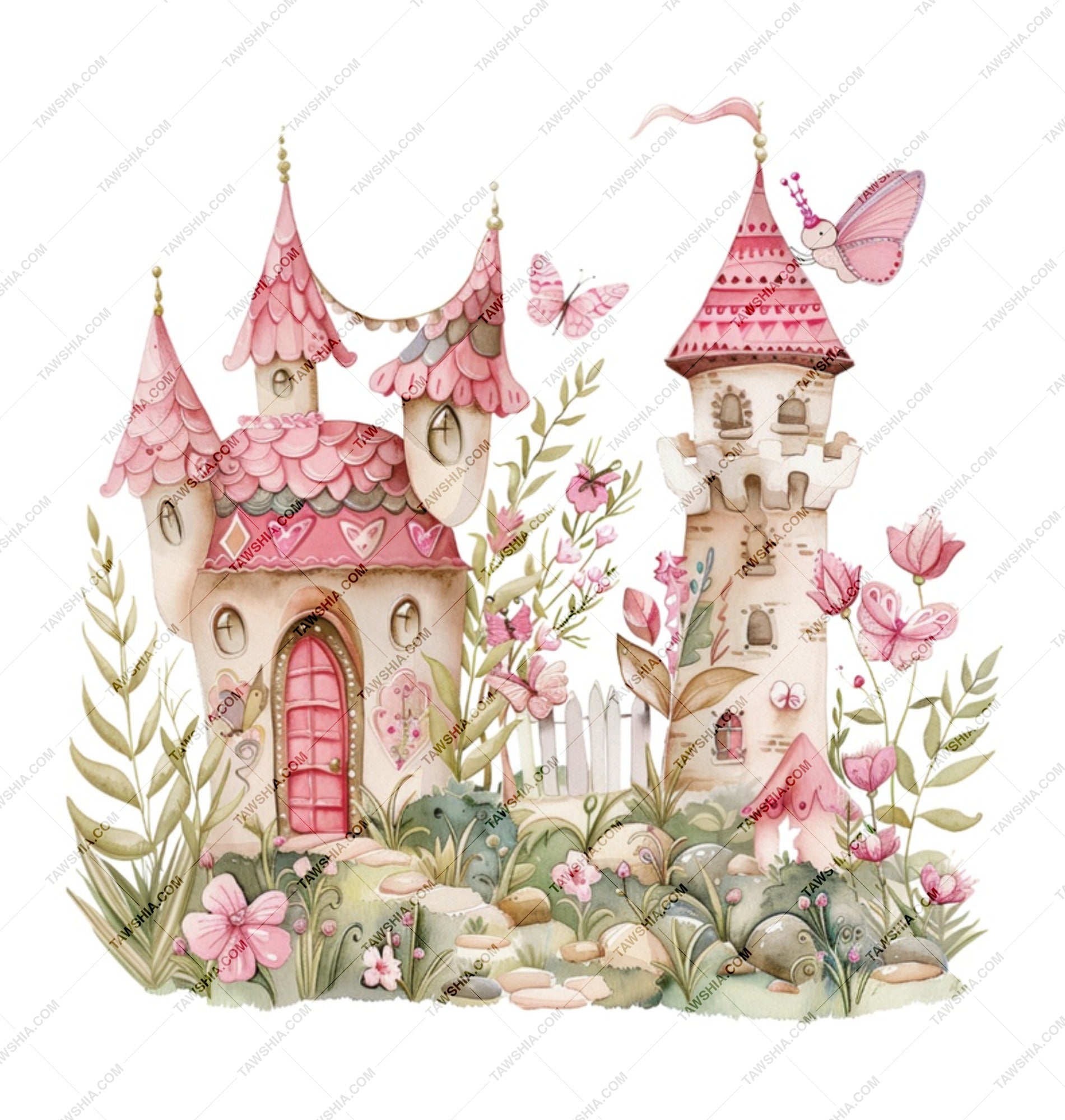 Princess Castle Mug, Watercolor Butterfly Coffee Cup, Fairy Tale Gift, Cute Home Decor, Fantasy Art Mug - Tawshia