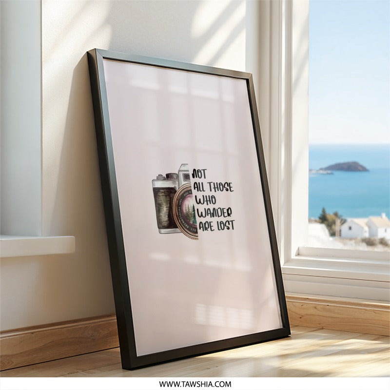 Wanderlust Camera Wall Art, Travel Photography Print, Inspirational Quote Decor, Adventure Wall Decor, Motivational Art - Tawshia