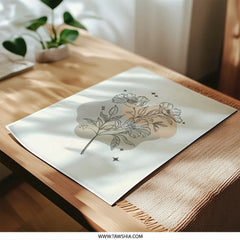 Floral Line Art Photographic Print, Minimalist Flower Wall Art, Botanical Illustration, Modern Home Decor, Neutral Tones, Floral Print - Tawshia