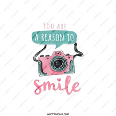 Reason to Smile Pillow, Camera Graphic Pillow, Cute Pillow, Decorative Pillow, Home Decor, Photography Gift, Positive Quote Pillow - Tawshia