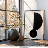 Modern Geometric Wall Art, Abstract Circle Print, Black and White Art, Minimalist Home Decor, Contemporary Wall Hanging - Tawshia
