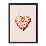 Heart Cookie Wall Art, Valentine Wall Decor, Sweet Love Print, Kitchen Wall Decor, Heart Shape Art, Cute Dessert Art, Framed Wall Art - Tawshia