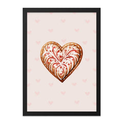 Heart Cookie Wall Art, Valentine Wall Decor, Sweet Love Print, Kitchen Wall Decor, Heart Shape Art, Cute Dessert Art, Framed Wall Art - Tawshia