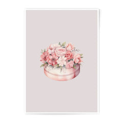 Floral Hatbox Photographic Prints, Watercolor Flower Arrangement, Shabby Chic Wall Art, Delicate Rose Bouquet, Botanical Still Life - Tawshia