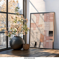 Abstract Wall Art, Geometric Print, Textured Art, Beige and Pink Wall Decor, Modern Art Print, Minimalist Decor, Home Decor, Wall Hanging - Tawshia