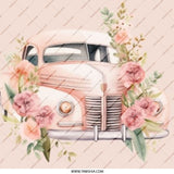 Vintage Truck Pinback Button, Floral Car Button, Cute Car Badge, Pink Car Button, Retro Auto Button, Truck Collector Button, Flower Pinback - Tawshia