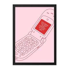 Flip Phone Wall Art, Motivational Quote Print, Y2K Aesthetic Decor, Stop Being Your Only Obstacle, Pink Red Wall Hanging - Tawshia