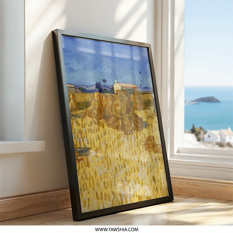 Van Gogh Wheat Field, Fine Art Wall Decor, Impressionist Landscape, Farmhouse Art Print, Countryside Painting, Famous Artwork, Framed Art - Tawshia