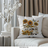 Sunflower Camper Pillow, Butterfly Pillow, Van Life Throw Pillow, Floral Car Pillow, Decorative Sunflowers Pillows, Boho Decor Pillows - Tawshia