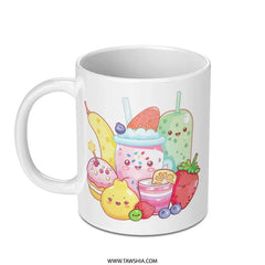 Cute Kawaii Food Mug, Adorable Drinks, Fruits, and Sweets Coffee Cup, Aesthetic Tea Cup, Fun Gift Idea - Tawshia