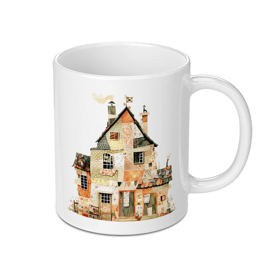 Watercolor Village Mug, Quaint Cottage Mug, Charming Home Mug, Unique House Design Mug, Coffee Lover Gift Mug - Tawshia