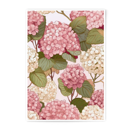 Hydrangea Photographic Print, Floral Wall Art, Botanical Decor, Pink Flowers, Home Decor, Elegant Print, Living Room Art - Tawshia