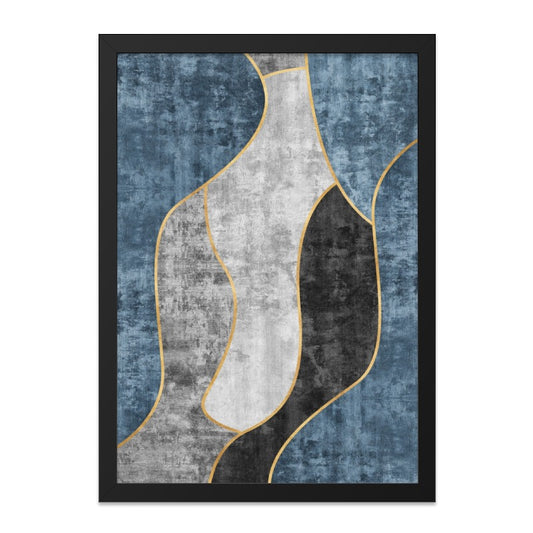 Abstract Shapes Wall Art, Blue Gray and Gold, Modern Art Print, Geometric Art, Home Decor, Minimalist Design - Tawshia