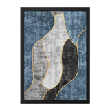 Abstract Shapes Wall Art, Blue Gray and Gold, Modern Art Print, Geometric Art, Home Decor, Minimalist Design - Tawshia